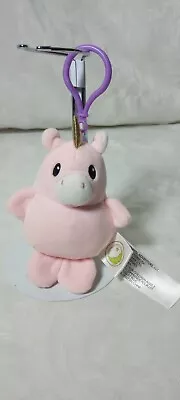 Animal Adventure Unicorn Plush 4  Mini Clip On Keychain Chubby Pink Gold • $8.85