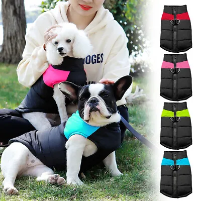 Dog Puffer Coat For Small Dogs Winter Pet Waterproof Clothes Jacket Yorkie Pug • £9.83