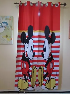 2 NEW MICKEY MOUSE WINDOW GROMMET PANELS CURTAIN RED BLACK YELLOW KIDS 44 X74  • £19.23