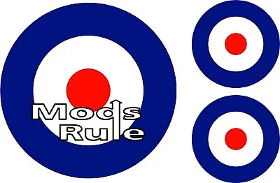 £2.99 • Buy Mods Rule Targets Body Panel Fly Screen Scooter Car Campervan Sticker 100 & 60mm