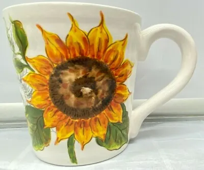 Maxcera Yellow Orange Sunflower Cup Mug  Flower XL Large  16 Oz New  • $17.84