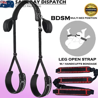 BDSM Leg Open Spreader Restraint Strap With Handcuffs Fetish Bondage Kit Sex Toy • $29.99