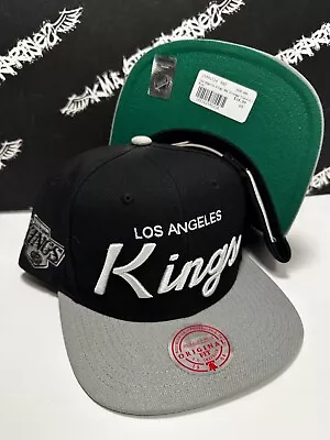 NWT Mitchell & Ness Los Angeles LA Kings Retro Script Logo Snapback Hat Black • $32.95