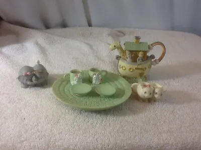 Vtg Collectible 10 Piece 1996 PRECIOUS MOMENTS Noah's Ark Ceramic Mini Tea Set • $12.99