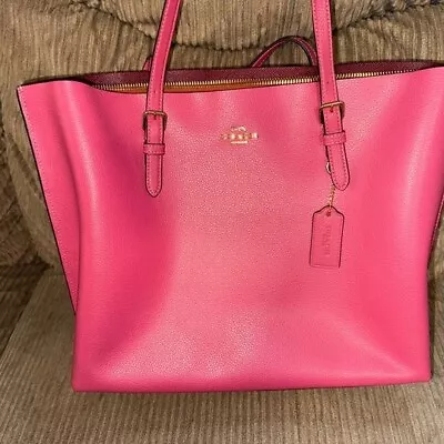 Coach Mollie Tote Laptop Bag Pink Leather Large Purse. • $120