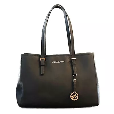 MICHAEL KORS Black Jet Set Large Travel Tote Bag Carryall Laptop Handbag • $95