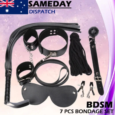 7 Pcs Bondage Beginners/Starter Kit/Pack Cuffs Restraint Fetish BDSM Sex Toy • $21.95