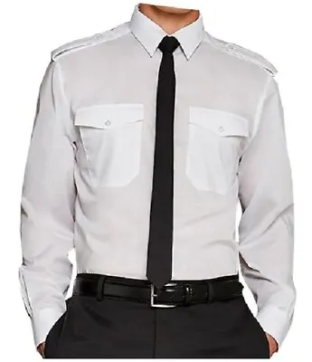 New Mens Pilot Shirt Formal Office Button Down Uniform Sleeves Shirts UK 14.5 • £10.99