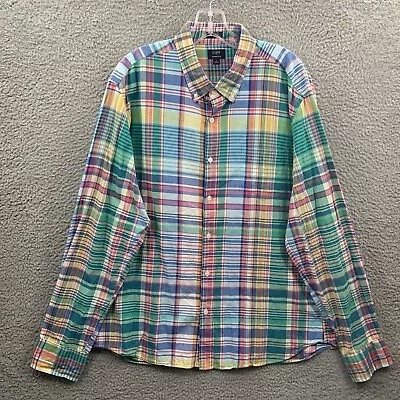 J Crew Shirt Mens Extra Large Summer Plaid Button Up Long Sleeve Madras Preppy • $23.78