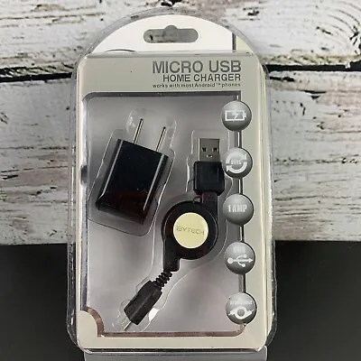 Micro USB Home Charger Retractable Cord W/ Wall Plug Bytech New In Package • $2.99