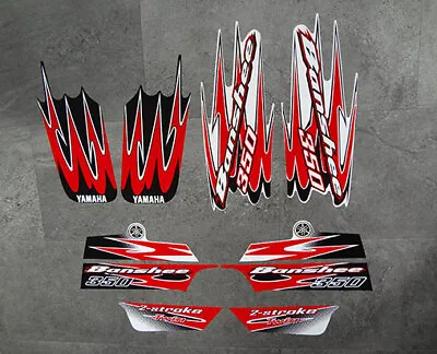 Yamaha Banshee Full Quad Stickers Graphics Decals 10 Pieces Kit RED/Black ATV • $47.99