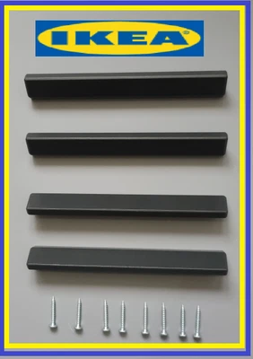 IKEA 4 X BRIMNES Wardrobe Composite Handle In Black #128763 8 Screws #109567 • £14