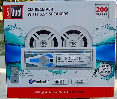 Marine Boat Pontoon Stereo CD USB Radio Dual MCP1237BT & DMP672 6-1/2  Speakers • $99.99