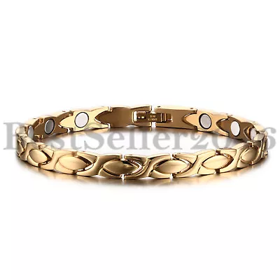 Women Ladies Gold Stainless Steel Magnetic Therapy Healthy Bangle Bracelet 8.26  • $13.99