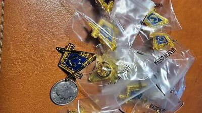 WHOLESALE LOT OF 12 MASON FREEMASON SYMBOL PIN MASONIC LODGE Lapel Gold Tie Tack • $19.97