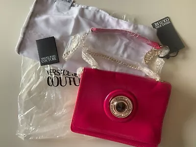 NEW Versace Jeans Couture Fuschia Faux Leather Crossbody Purse HOT PINK $395 • $135