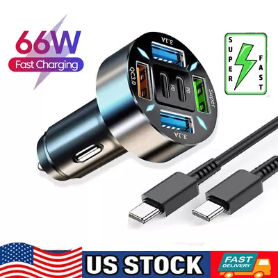 66W 6-Port USB PD Phone Car Charger USB-C Cable For Motorola Moto Stylus 5G Edge • $8.99