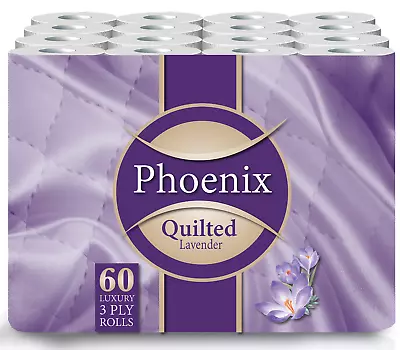 £21.99 • Buy 60 Roll Bulk Buy -Phoenix Quilted 3 Ply Lavender Fragranced Toilet Rolls