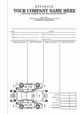 One A4 50 Sets Duplicate Estimate  Car Body Repair Book -  NCR COLOUR • £14.99