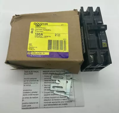 New Square D QOU2100 2 Pole 100 Amp 120 240V QOU Tin Rail Yellow Circuit Breaker • $94.95