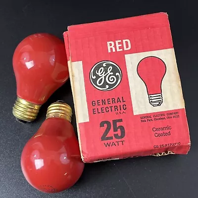 2 Vintage General Electric GE 25 Watt Ceramic Coated Light Bulbs Red Tested Work • $12.99
