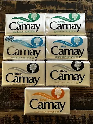 N.O.S. Camay Beauty Bar Gentle Soap White Blue Green Yellow 5oz-  7 Pack • £33.78