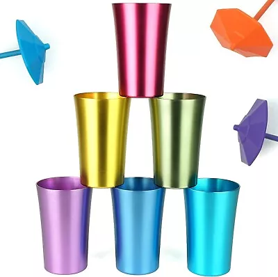 6 PCS Anodized Aluminum Tumblers Drinking Glasses Vintage Retro Metal Cup • $20.35