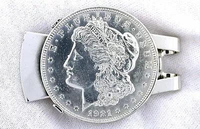 1921 Morgan Dollar Handmade Silverplated Silver Plated Steel Money Clip T3A31 • $136.99