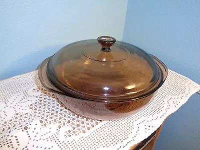 Pyrex Corning Vision Ware Amber Casserole 8 5/8  With Pryex Lid 624-c Usa • $18