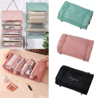 Travel Cosmetic Storage MakeUp Bag Roll Up Hanging Toiletry Wash Organizer Pouch • £5.49