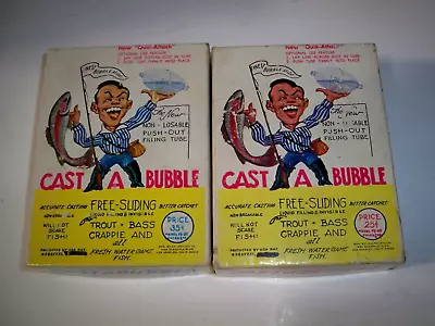 Vintage Fishing Bobber Dealer Box - Cast-a-bubble - Vintage Lures - Pair !!! • $19.99