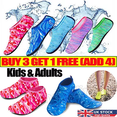 Women Men Kid Barefoot Water Shoes Aqua Socks Beach Swim Surf Yoga Exercise Soft • £2.99