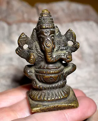 Small Brass Metal Bodhisattva Ganesh Figure 1990's Tibetan Buddhist Statue • $15.30