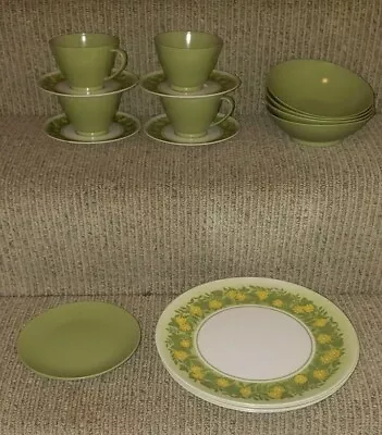 Vintage Lenotex Ware Melamine Melmac Dishes Bowls Tea Cups Saucers Set Of 20 • $34.99