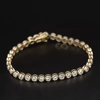 Sterling Silver VICTORIA WIECK Round-Cut White CZ 7  Gold Tennis Bracelet - 11g • $4.25