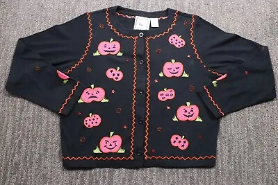 Michael Simon Vintage Jack O' Lantern Cardigan Halloween Crew Neck Women's M • $89.99