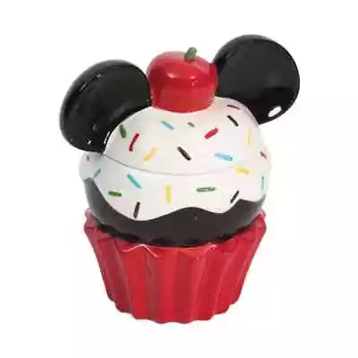 DISNEY Mickey Mouse Cupcake Sprinkles Collector Cookie Jar Canister Ceramic NEW • $54.99