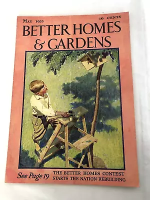 Vintage Better Homes And Gardens Magazine May 1933 Boy On Ladder Cover • $5.99