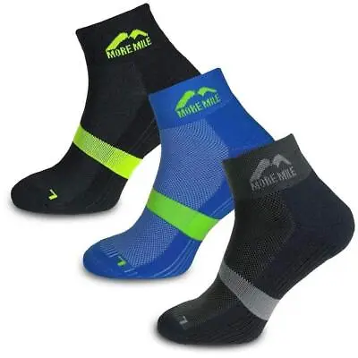 More Mile Mens Preventer 3 Pack Running Socks Double Layer Cushioned Ankle Sock • £9.90