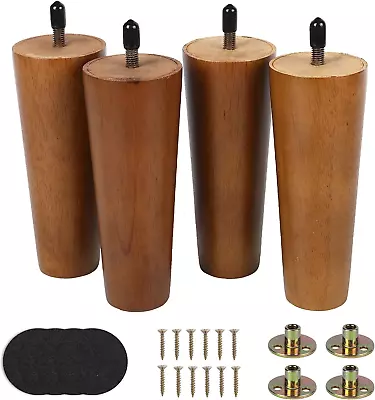 6 Inch Wood Furniture Legs Round Sofa Legs Set Of 4 Mid-Century • $45.99