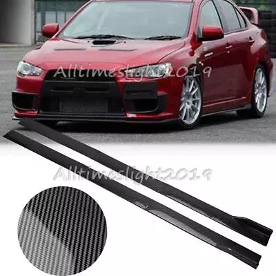 For Mitsubishi Lancer 2010-2017 Carbon Fiber Side Skirt Extension Rocker Panel • $62.95