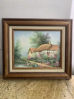 Vintage MARTEN   Cottage” Oil Painting Signed  & In Original Frame • $125