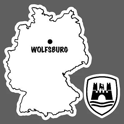 VW Volkswagen Wolfsburg MAP And Wolfsburg SHIELD LOGO Sticker/Decal • $7.49