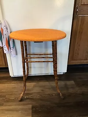 ANTIQUE CURLY FEET Bamboo Rattan & Wood Oval Table Plant Stand PALM BEACH NC-952 • $169.90