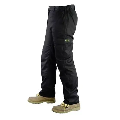 Mens Cargo Combat Work Trousers Heavy Duty Machine Washable Size 30 To 48 Black • £15.99