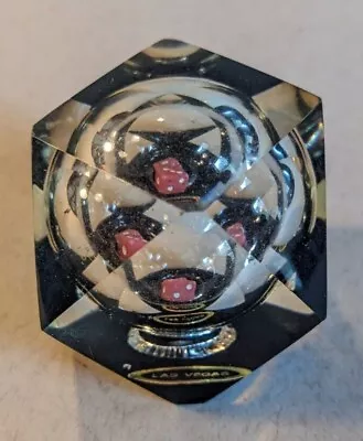 Vintage Lucite Las Vegas Paperweight Souvenir W Encased Rolling Dice Works  • $12