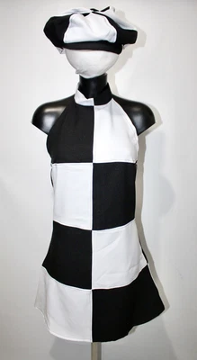 £22.99 • Buy Ladies 1960’s Costume Mary Quant Style Fancy Dress Black & White Mod Uk 8
