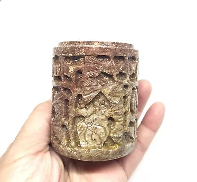 Genuine Soapstone Candle Tealight Holder From India 190g Approximately 3in • $27.99