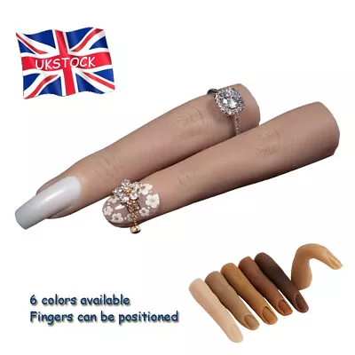 Silicone Model Simulated Middle Finger Nails Art Practice Fake Hand For Manicure • £9.95