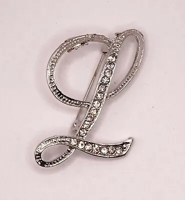 £4.80 • Buy Diamante Silver Initial Letter L Fashion Brooch Pin Brand New FREE P&P